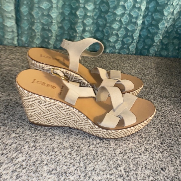 J. Crew Women's Suede Wedge Sandals - Picture 1 of 8